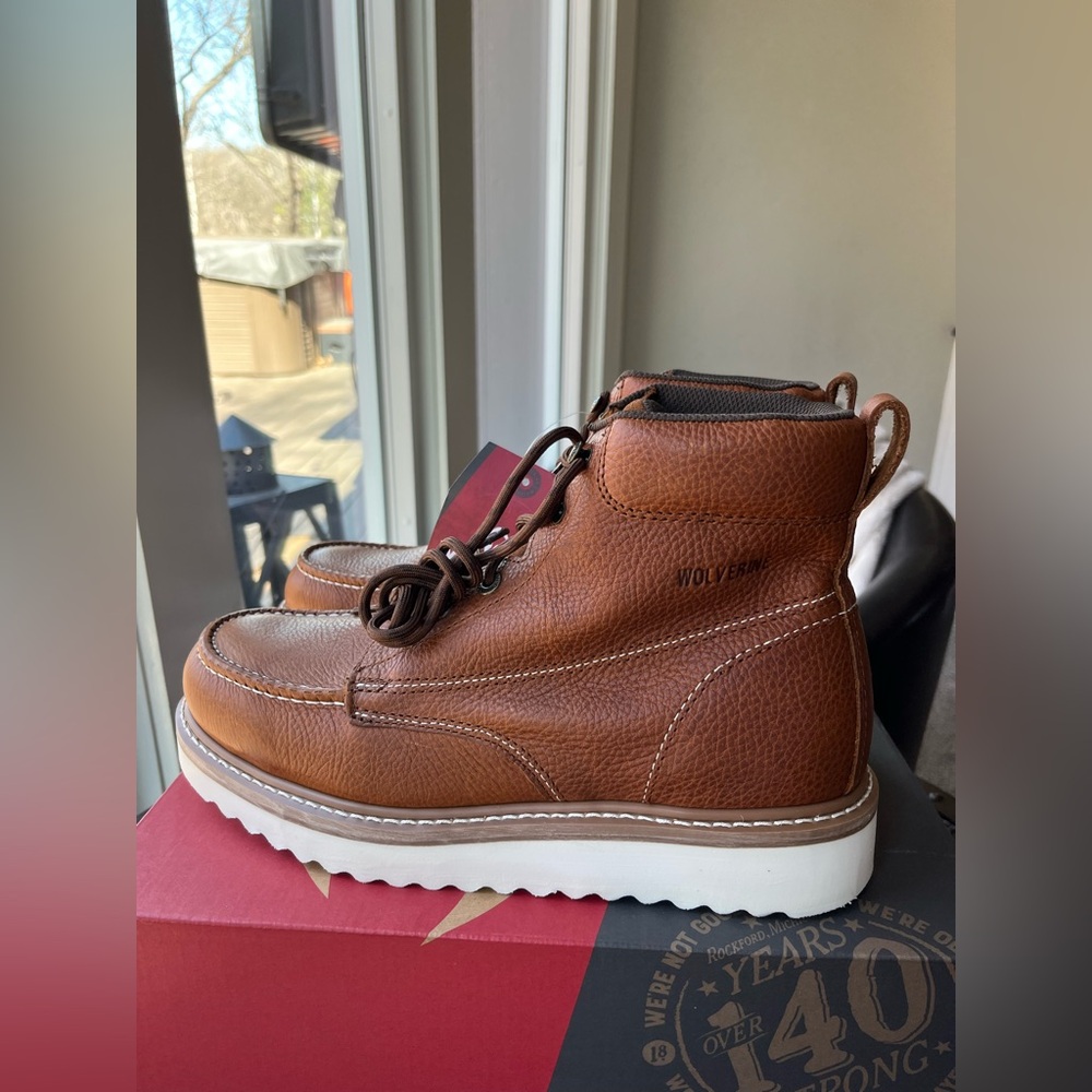 WOLVERINE WORK WEDGE 6” WORK BOOTS IN BROWN 12 M - Picture 7 of 10